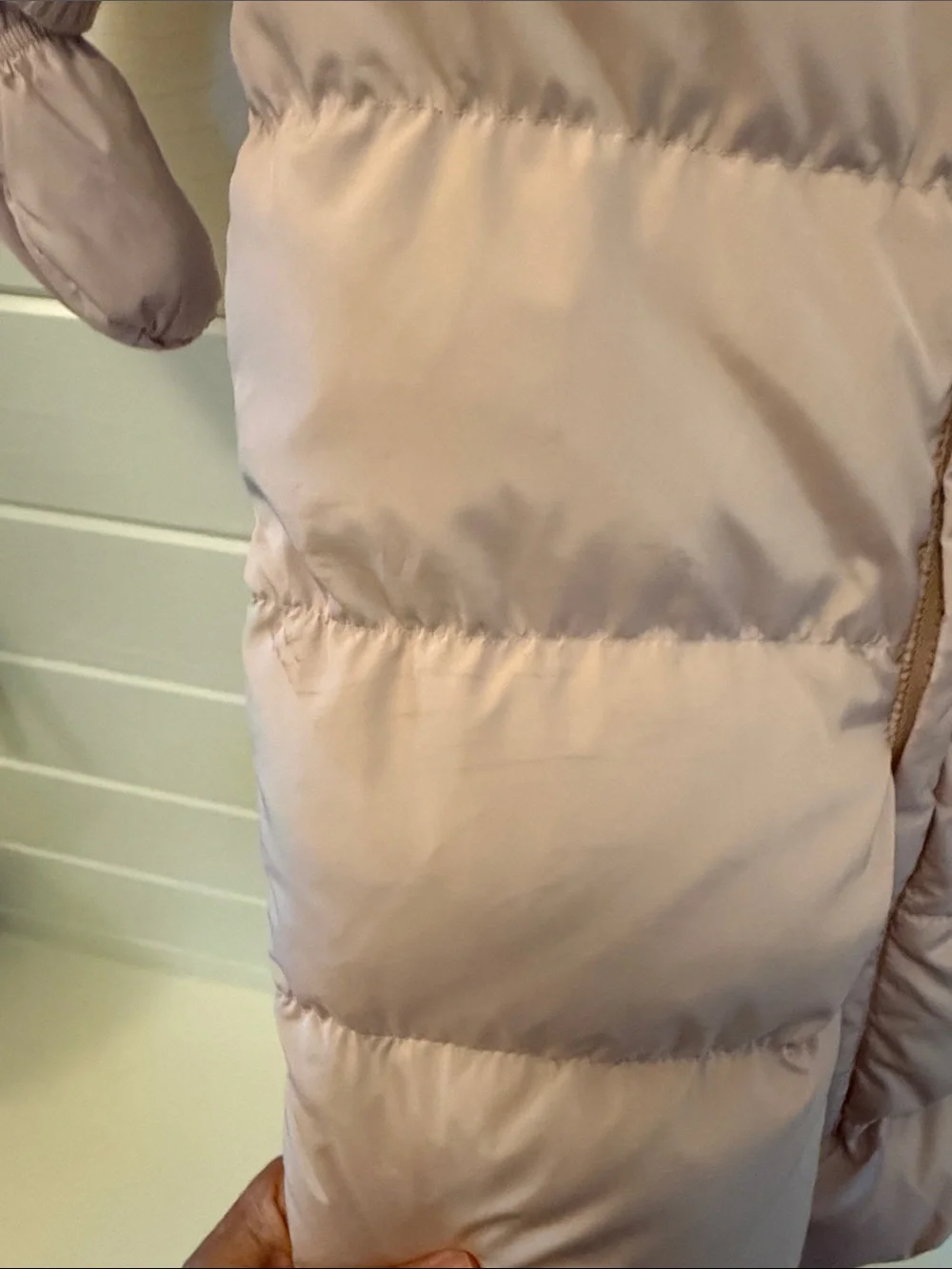 Baby GAP Toddler Puffer Snowsuit With Fleece Lining in Light Taupe Pink